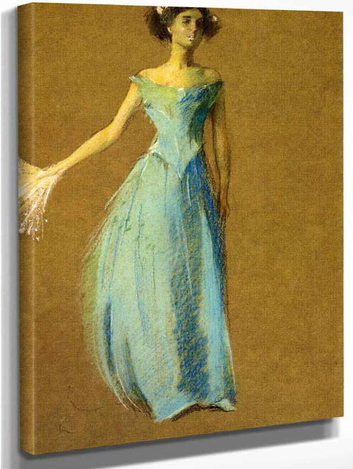 Lady In Blue, Portrait Of Annie Lazarus By Thomas Wilmer Dewing By Thomas Wilmer Dewing