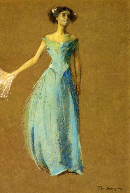 Lady In Blue, Portrait Of Annie Lazarus By Thomas Wilmer Dewing By Thomas Wilmer Dewing