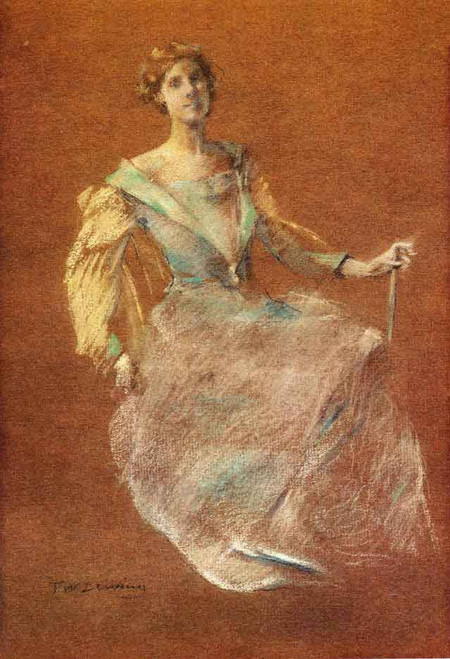 Lady In Blue By Thomas Wilmer Dewing By Thomas Wilmer Dewing