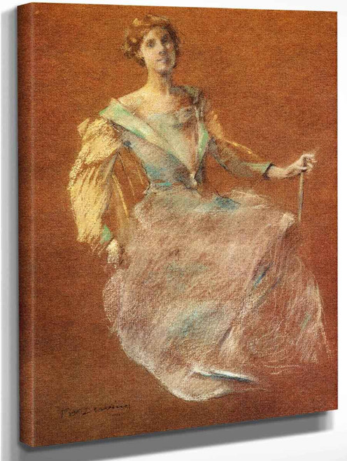 Lady In Blue By Thomas Wilmer Dewing By Thomas Wilmer Dewing