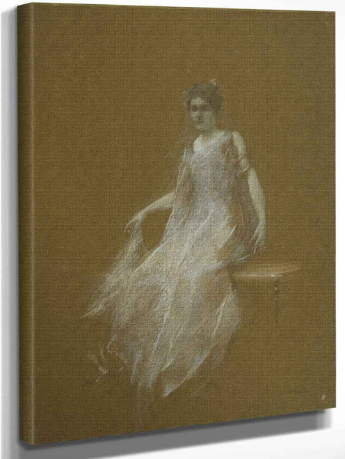 Lady In White1 By Thomas Wilmer Dewing By Thomas Wilmer Dewing