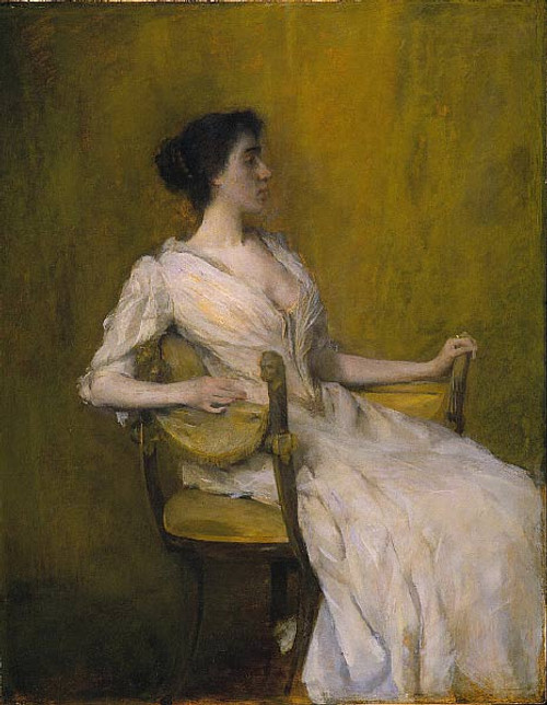 Lady In White By Thomas Wilmer Dewing By Thomas Wilmer Dewing