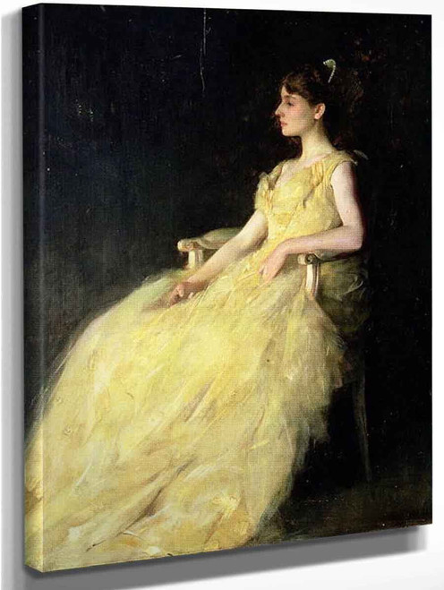 Lady In Yellow By Thomas Wilmer Dewing By Thomas Wilmer Dewing