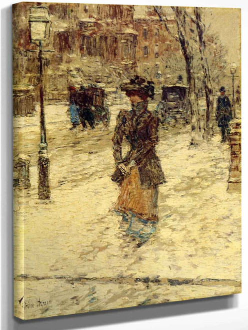 Lady Walking Down Fifth Avenue By Frederick Childe Hassam