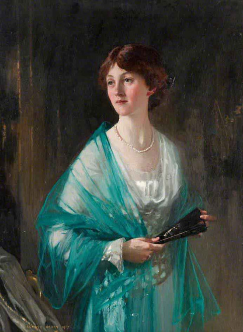 Lady With A Green Scarf By George Henry, R.A., R.S.A., R.S.W.  By George Henry, R.A., R.S.A., R.S.W.