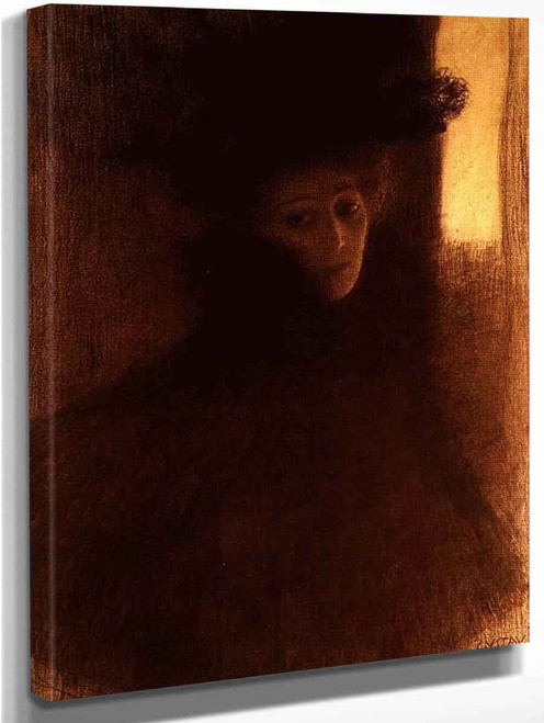 Lady With Cape And Hat By Gustav Klimt