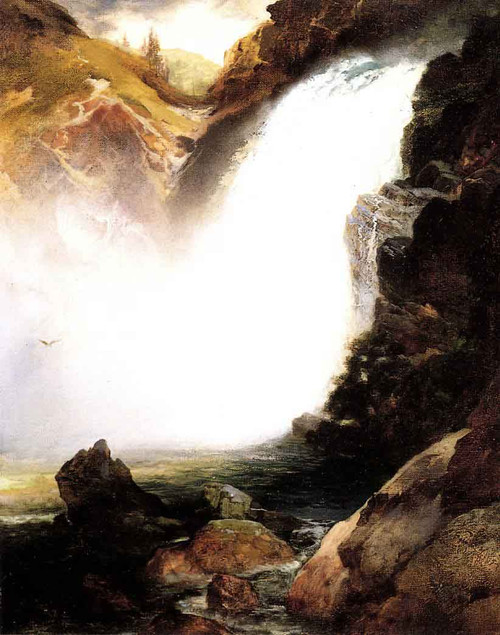 Landscape With Waterfall By Thomas Moran