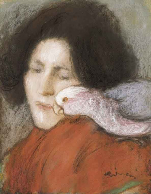Lazarine With Parrot By Jozsef Rippl Ronai