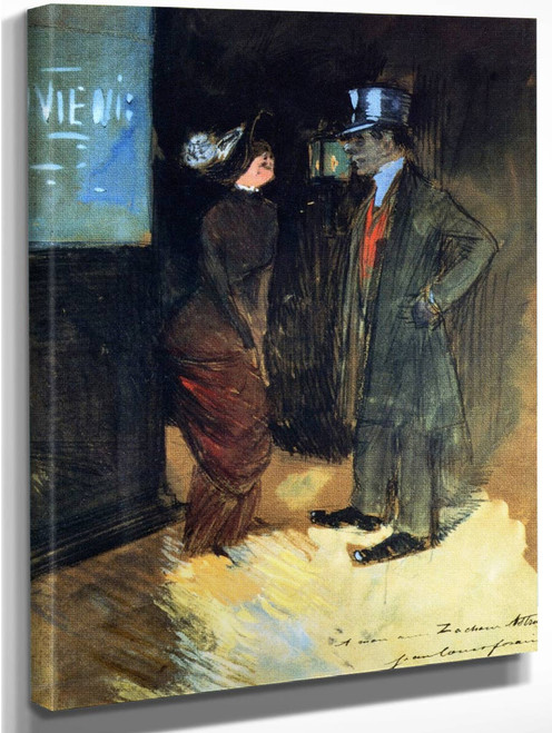 Leaving The Theater, Night Time Scene By Jean Louis Forain  By Jean Louis Forain