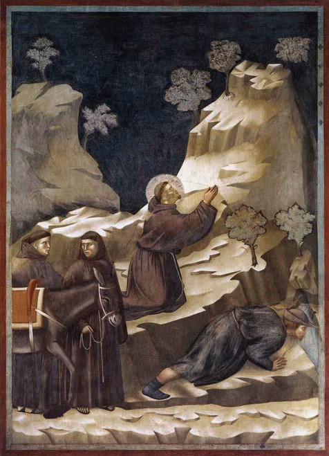 Legend Of St Francis 14. Miracle Of The Spring  By Giotto Di Bondone By Giotto Di Bondone