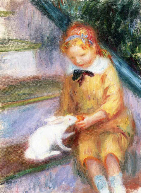 Lenna Feeding A Rabbit By William James Glackens  By William James Glackens