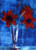 Red Amaryllis On Blue By Christian Rohlfs