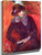 Seated Woman With Fur Neckpiece And Red Background By William James Glackens  By William James Glackens