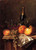 Still Life With Fruit, Champagne Bottle And Newspaper By William Michael Harnett