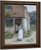 Woman And Dog Before A Cottage By George Goodwin Kilburne