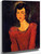 Woman In Red Against Blue Background By Chaim Soutine