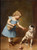 Young Girl Feeding A Dog By Carl Reichert