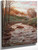 Autumn Landscape With Bridge Over Stream By Johan Krouthen By Johan Krouthen