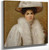 Portrait Of Doris Camptell In A White Dress And Hat With Feathers By Ernest Townsend Art Reproduction