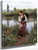 Woman With A Basket By Daniel Ridgway Knight By Daniel Ridgway Knight