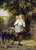 A Mother And Child With A Goat On A Path By Fritz Zuber Buhler