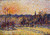 Sunset, Bazincourt Steeple By Camille Pissarro