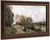 Une Route Au Bord De Leau Avec Deux Paysannes Causant Et Une Vache By Jean Baptiste Camille Corot