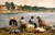 Washerwomen On The Banks Of The River Touques By Eugene Louis Boudin