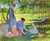 Poissy, Women In A Garden By Maximilien Luce By Maximilien Luce