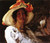 Portrait Of Clara Stephens Wearing A Hat With An Orange Ribbon By William Merritt Chase By William Merritt Chase