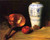 Still Life With China Vase, Copper Pot, An Apple And A Bunch Of Grapes By William Merritt Chase By William Merritt Chase