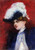 Beautiful Woman With Feathered Hat By Lesser Ury