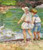 Feeding Time In Central Park, New York By Edward Cucuel By Edward Cucuel