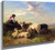 Shepherdess With Flock Of Sheep By Friedrich Gauermann