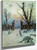 Winter Landscape With Cemetery By Julius Klever