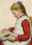 Girl Looking At A Book By Albert Anker