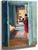 Interior With Woman In Red From Behind By Felix Vallotton