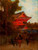 Japanese Scene With A Red Building By Alfred East