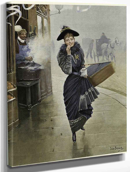 Woman Eating Roasted Nuts Walking Down A City Street, France By Jean Georges Beraud By Jean Georges Beraud