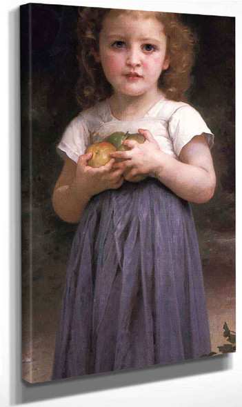 Little Girl Holding Apples By William Bouguereau By William Bouguereau