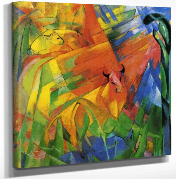 Animals In Landscape By Franz Marc Art Reproduction