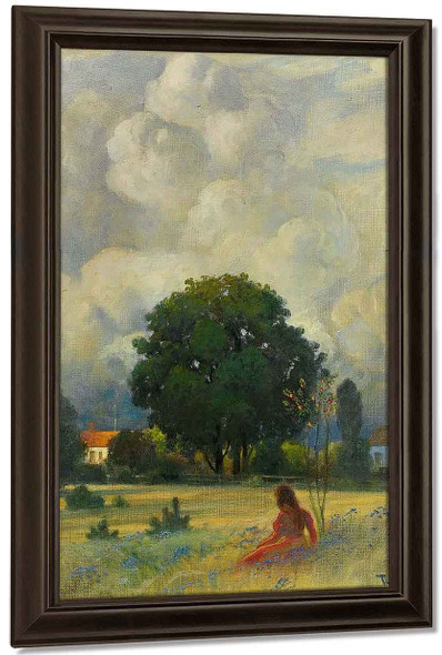 Woman In Landscape By Thorolf Holmboe