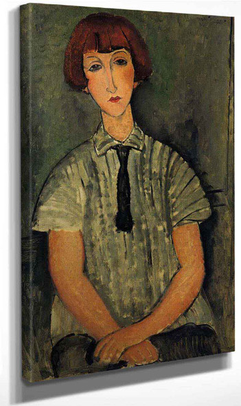 Young Girl In A Striped Blouse By Amedeo Modigliani By Amedeo Modigliani