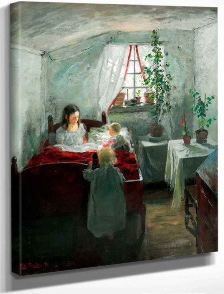 Interior With Children By Fritz Thaulow