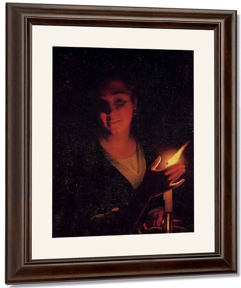 Young Girl With A Candle By Godfried Schalcken