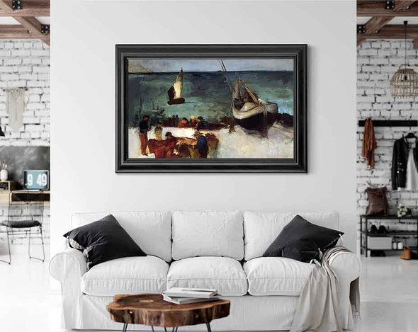 Berck Seascape Fishing Boats And Fishermen By Edouard Manet
