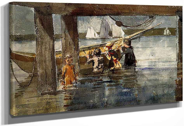 Childred Playing Under A Gloucester Wharf By Winslow Homer