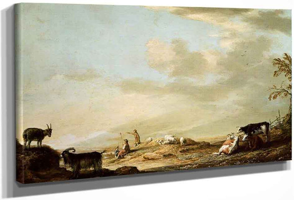 Landscape With Cattle And Figures By Aelbert Cuyp By Aelbert Cuyp