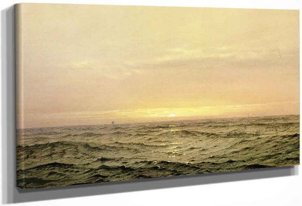 Marine View With Boat On Horizon By William Trost Richards By William Trost Richards
