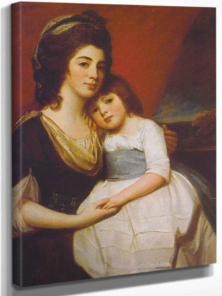 A Portrait Of Lady Georgiana Smyth And Child By George Romney